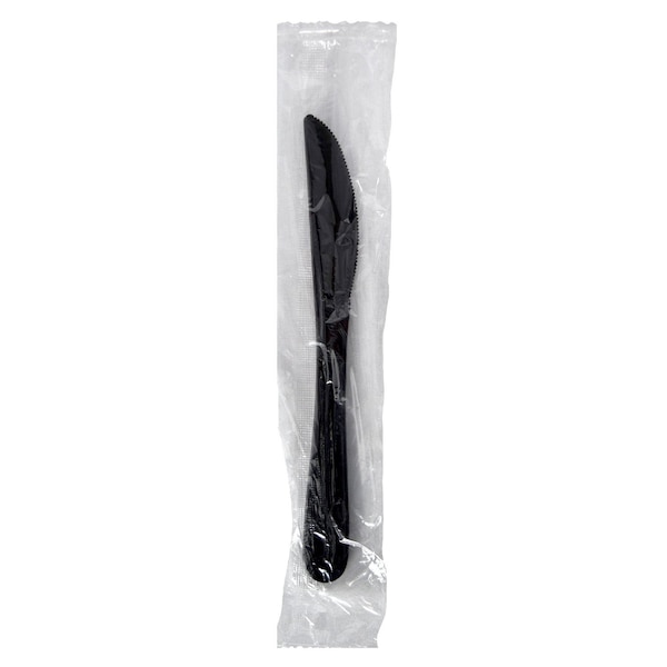 Rdi PP Cutlery Individually Wrapped Heavy Weight Black Knives 1000cs, 1000PK F-CT-PP-KNI-W-HWB - main