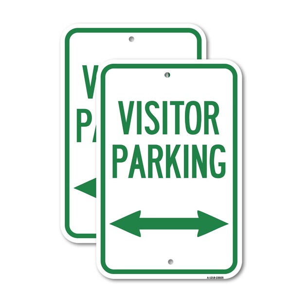 Signmission Reserved Parking Sign Visitor Parking Arrow Pointing L, 18'' X 24'', Heavy Gauge Aluminum, 2PK A-1824-2PACK-23025 - main
