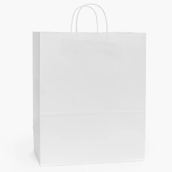 Nashville Wraps White Kraft Paper Shopping Bags, Medium 13x6x16in, 100PK MEDWHH - main