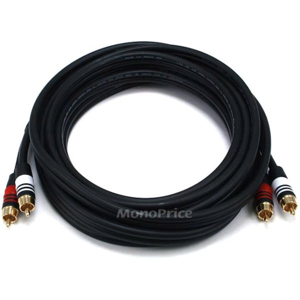Monoprice 15ft Premium 2 RCA Plug/2 RCA Plug M/M 22AWG Cable - Black 5348 - main