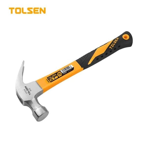 Tolsen Claw Hammer 8oz Drop Forged Steel Hammerhead, Heat Treatment, Ground Polished, Fiberglass Handle 25028 - main