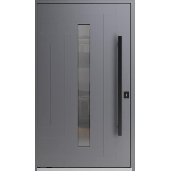 Vdomdoors Pivot Aluminum Door Axis 1130 Grey Entry Door W56xH96 Left Inswing AXIS1130PEXD-gre-W56xH96-LH-I - main