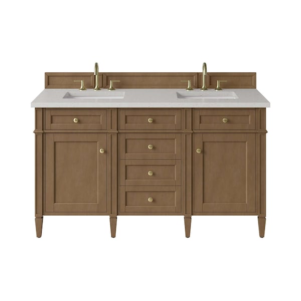 James Martin Vanities Brittany 60" Double Vanity, Pecan w/ 3 CM Lime Delight Silestone Top 655-V60D-PCN-3LDL - main
