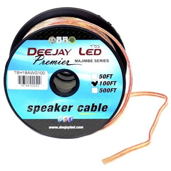 Deejay Led 100-Foot 2-Conductor 18 Gauge Stranded Speaker Hookup Cable TBH18AWG100 - main