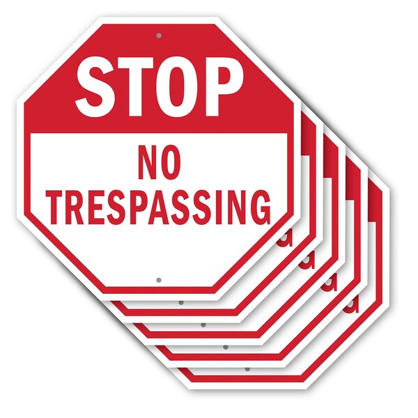 Signmission Stop No Trespassing, 10 inch X 10 inch, Aluminum Metal Signs, 5PK OC-A-5Pack-10-265 - main