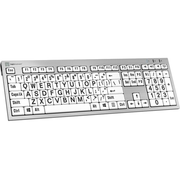 Logickeyboards XLPRINT PC SLIM LINE BLK ON WH LKBU-LPRNTBW-AJPU-US - main
