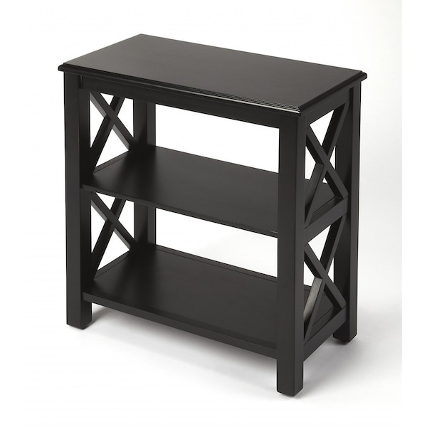 Homeroots 25" Black Wood Two Tier Bookcase 389562 - main