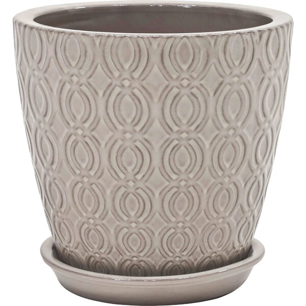 Deroma Usov 8.7'' Dia. Gray Ceramic High Gloss Planter 3237140A - main
