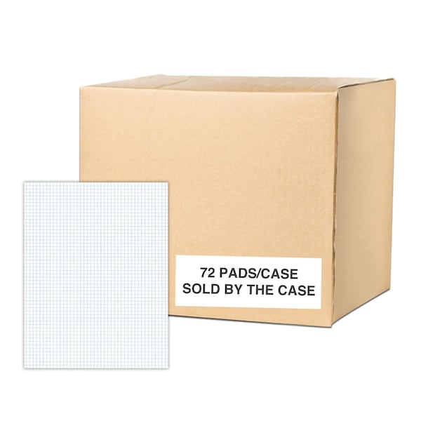 Roaring Spring Case of Gummed Pads, 8.5"x11", 50 sheets of White Paper/Pad, glued, 5x5 graph Ruled, 3-Hole Punched, PK72 95161cs - main