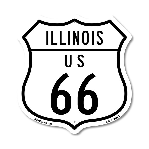 Signmission Illinois Route Marker Shield Sign Us 66, 12 Inch X 12 Inch, Plastic Sign SHI-P-12-382 - main