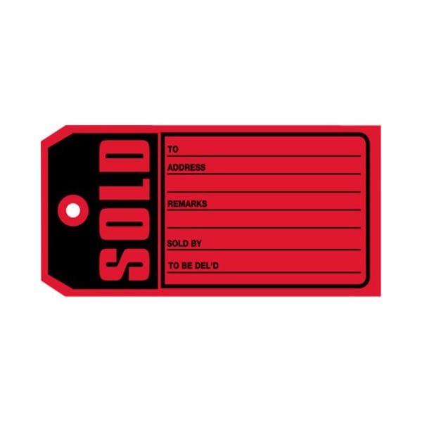 Box Packaging Sold Tag No 5 4-3/4L x 2-3/8W Red 1000/Pack G2525 - main