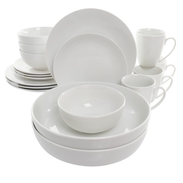 Elama Owen 18 Piece Porcelain Dinnerware Set with 2 Large Serving Bowls in White EL-OWEN - main