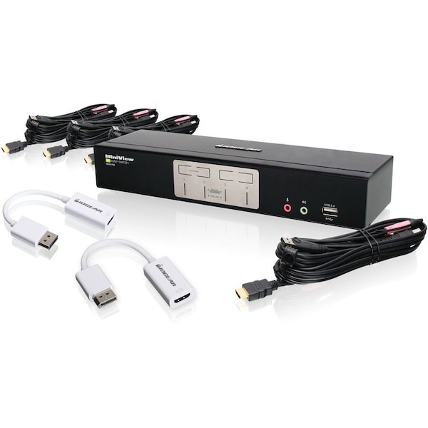Iogear 4-Port HDMI KVMP with DisplayPort Adapters Bundle GCS1794DPKIT - main