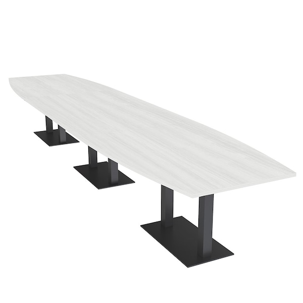 Skutchi Designs Boat Conference Table With Power Unit, 48 in W, 192 in L, White HAR-BOT-48x192-DOU.BK-WA7976-NA - main