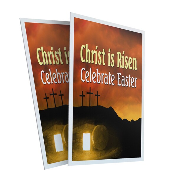 Signmission Christ Is Risen Celebrate Easter, Plastic Signs Only 24 Inch x 36 Inch, Corrugated Plastic, 2PK CSB-2436-2PACK-ChristIsRisenCelebrateEas - main