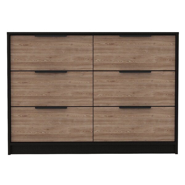 Homeroots 42" Brown and Black Six Drawer Double Dresser 544052 - main