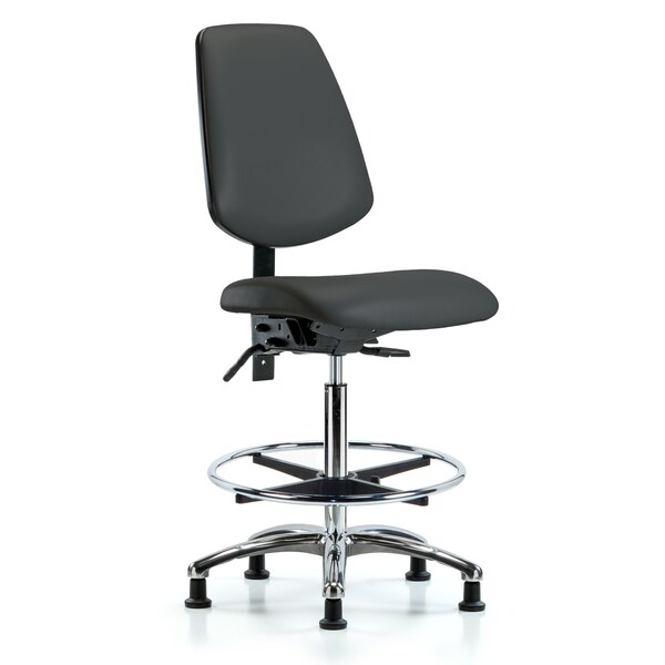 Blue Ridge Ergonomics High Bench Chair No Arms, 26" to 35-1/2" Height, Vinyl, Charcoal BR-VHBCH-MB-CR-T0-A0-CF-RG-8605 - main