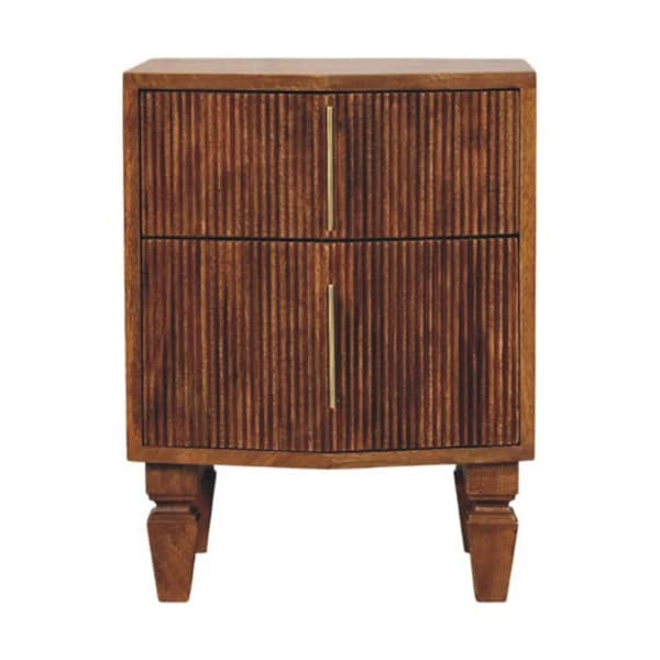 Homeroots 22" Brown Solid Wood Two Drawer Nightstand 701716 - main