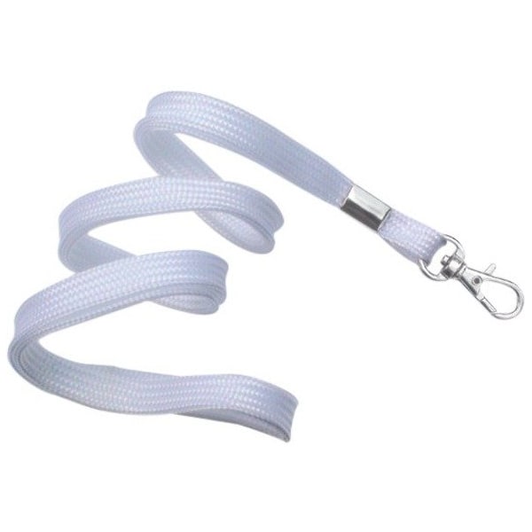 Brady People ID White 3/8" (10 mm) Flat Braid Woven Lanyard W/ Trigger Snap Swivel Hook 2135-3608 - main