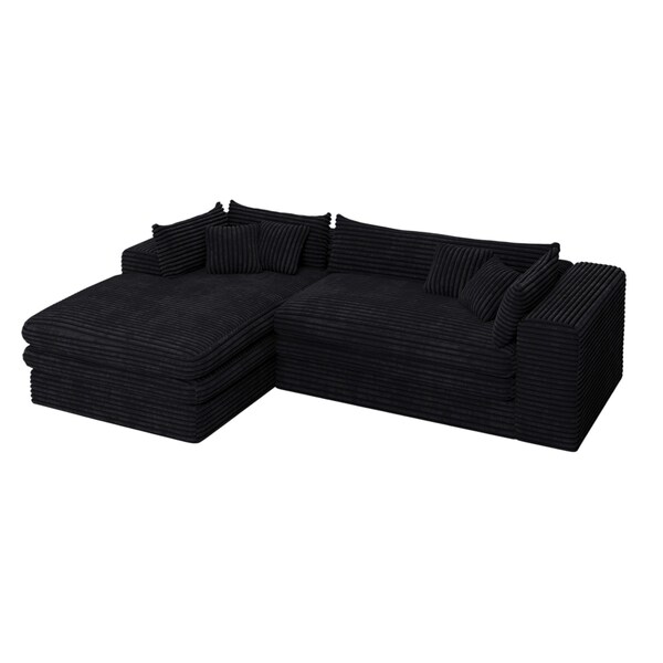 Homeroots 121" Black Corduroy Compression Foam Sofa 719550 - main