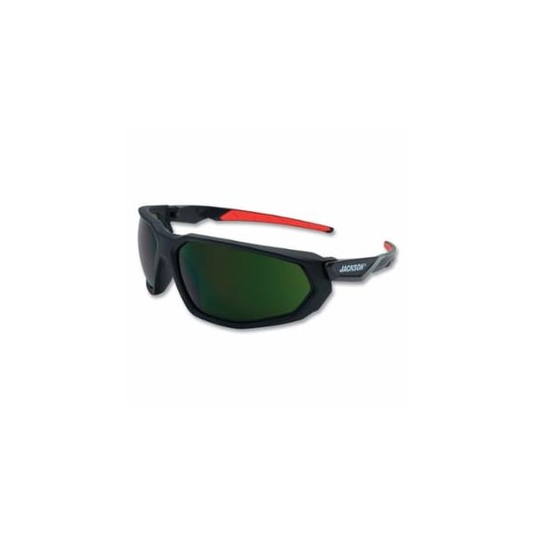 Jackson Safety Hyperguard Safety Glasses, 5 IR Lens, Polycarbonate, Anti-Fog, Black Full Frame, Red Temple 138-45102 - main