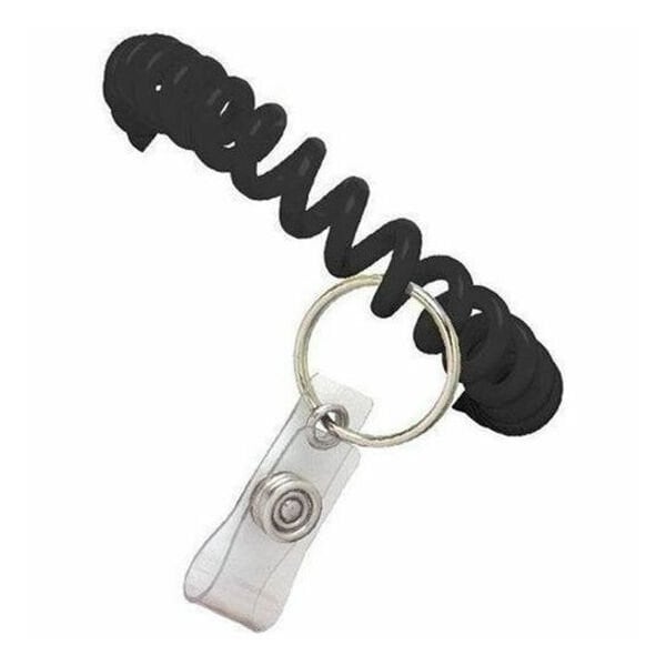 Brady BLACK WRIST COIL, CLEAR VINYL STRAP AND 7/8in NICKEL-PLATED SPLIT RING, 25MM COIL, STRAP SIZE 2 2140-6201 - main