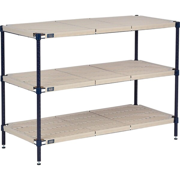 Global Industrial Nexel Nexelite 3 Shelf, Vented Plastic Mat Shelving Unit, Starter, 72"W x 21"D x 34"H B3152589 - main