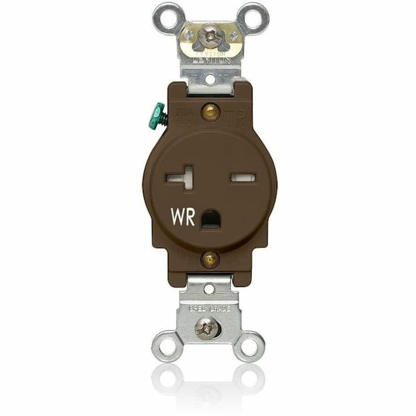 Leviton PlugsandRcptcls, 20A, 250VAC, Brn, Nylon, PK1 W5461-T00 - main