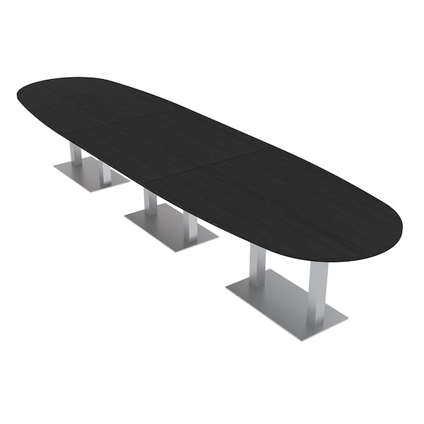 Skutchi Designs Boval Conference Table With Power Unit, 48 in W, 192 in L, Black HAR-BOVL-48X192-DOU-U999ST19-NA - main