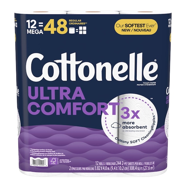 Cottonelle Cottonelle Ultra ComfortCare Toilet Paper 12 Rolls 244 sheet 4 in. 55494 - main