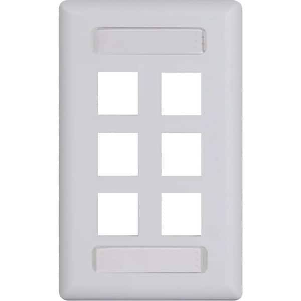 Icc Classic Single Gang Faceplate With ID - White- 6 Port IC107S06WH - main