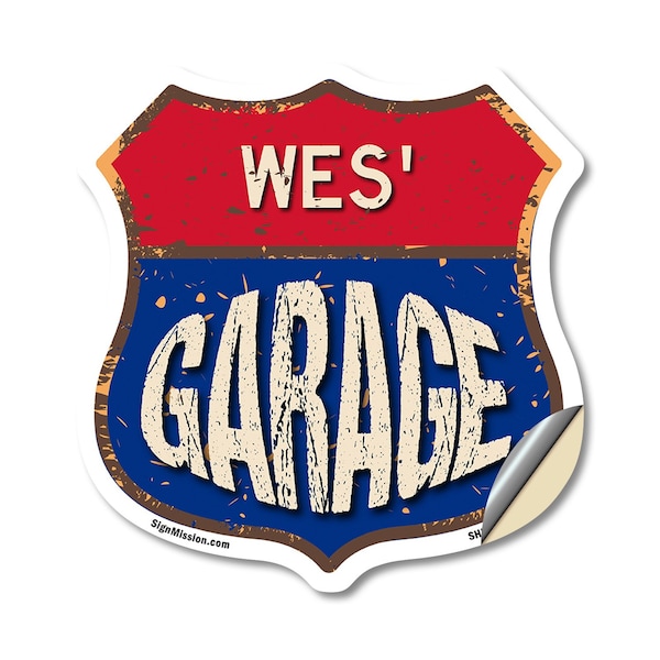 Signmission Wes's Garage, 18 Inch X 18 Inch, Vinyl Decal SHI-D-18-383-WES - main