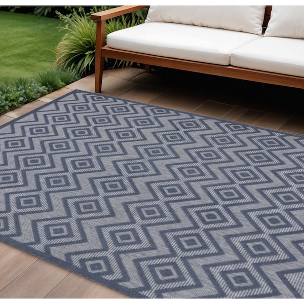 Homeroots 8' X 10' Navy Blue Indoor Outdoor Area Rug 522123 - main