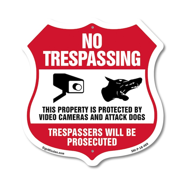 Signmission No Trespassing Shield Sign This Property, 18 Inch X 18 Inch, Plastic Sign SHI-P-18-409 - main