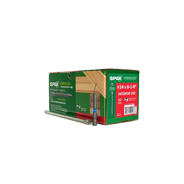 Spax #14 x 6-1/4 in Interior Structural Wood Truss Rafter Screws Powerlags T-Star Plus, 50PK 42110106016045 - main