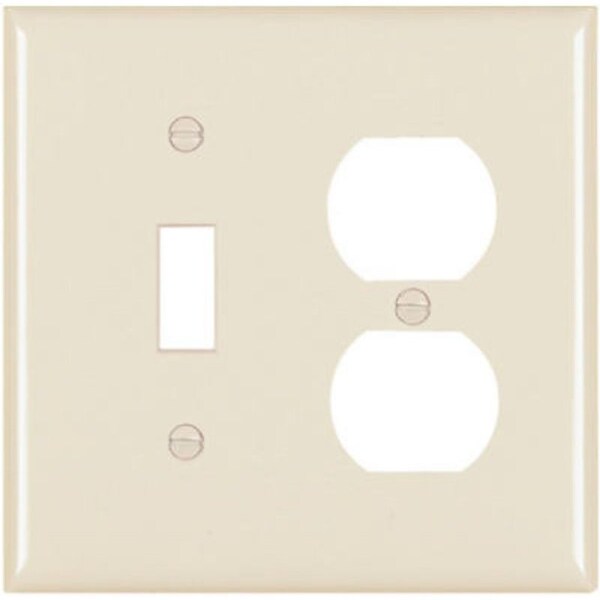 Legrand TradeMaster TP Combination Wallplate, 4-3/4 in L, 4.69 in W, 2 -Gang, Nylon, Almond TP18LACC12 - main