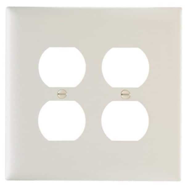 Legrand TradeMaster TPJ Receptacle Wallplate, 5-1/16 in L, 5-1/8 in W, Jumbo, 2 -Gang, Nylon TPJ82LACC10 - main