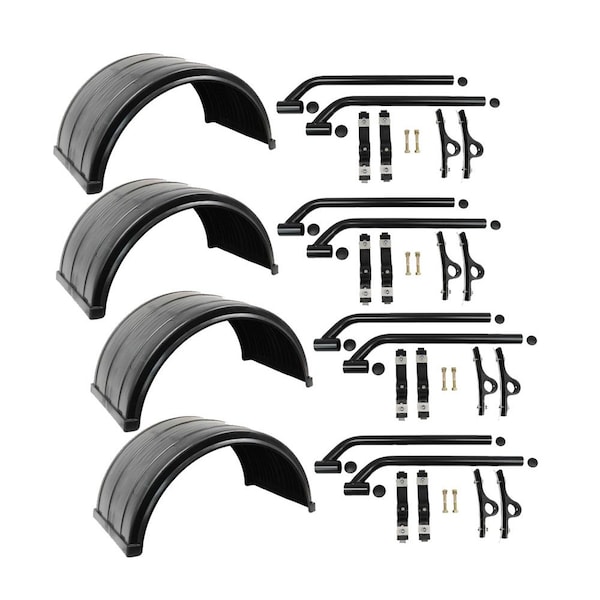 Mytee Products Poly Fender Kit 4 Poly Fender Mounting Kit 4 Ribbed Poly Fender - fits 24.5 in Wheels, 4PK PF-Rx4PFMK-Bx4 - main