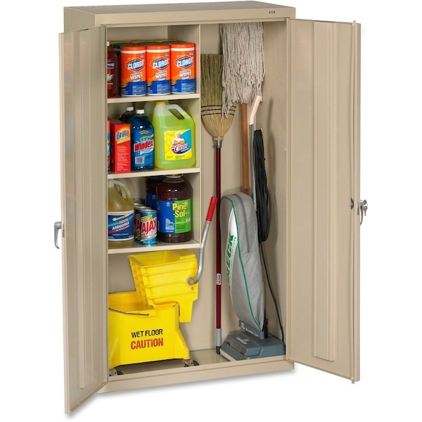 Tennsco Janitorial Storage Cabinet, 64 in H, 36 in W, 18 in D, Swing, Keyed, Putty, 4 Shelves, 0 Drawers JAN6618DHPY - main