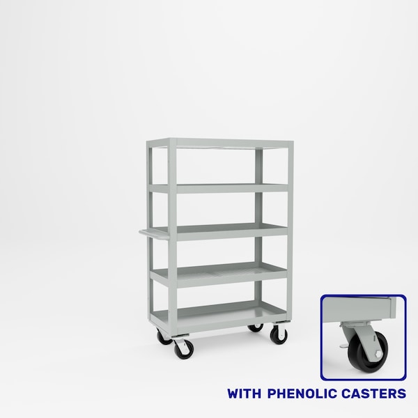 Pucel Expanded Metal Stock Cart, Five Shelf, 36 in W x 18 in D x 56 in H, Light Blue X-1836-P - main