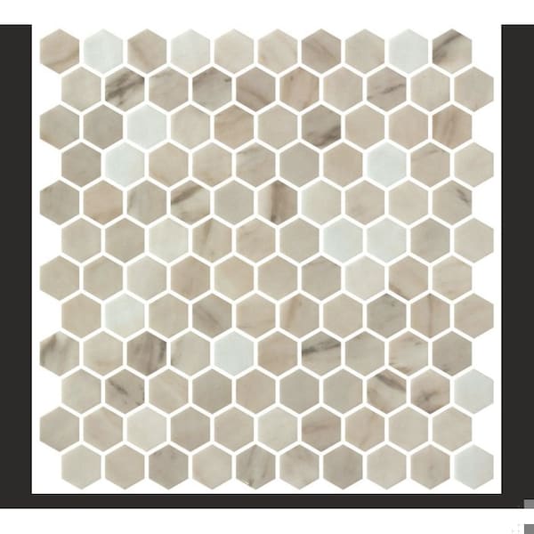 Andova Tiles SAMPLE-Vargal 1-in. Honeycomb Marble Look Recycled Glass Hexagon Wall & Floor Mosaic Tile SAM-ANDVAR1298 - main