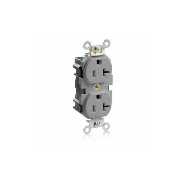 Leviton Straight Blade Receptacle, 5-20R, 20 A, 125V AC, Flush Mount, Self-Grounded M5362-GYS - main
