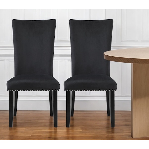 Homeroots Set of Two Black Upholstered Velvet Dining Side Chairs 564877 - main