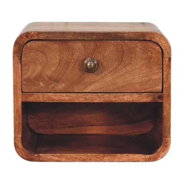 Homeroots 12" Natural Solid Wood One Drawer Floating Nightstand 722534 - main