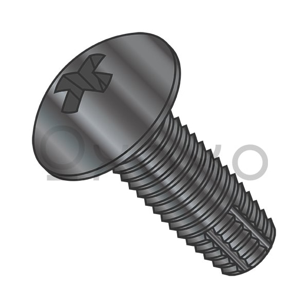 Oxoxo 6-32X5/16 Phillips Truss Thread Cutting Screw Type F Fully Threaded Black Zinc and Bake, 10000PK 499351 - main