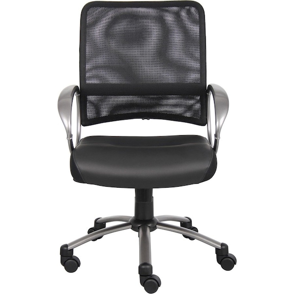 Lorell Leather Task Chair, 18-1/9" to 20-20/23", Black LLR69518 - main