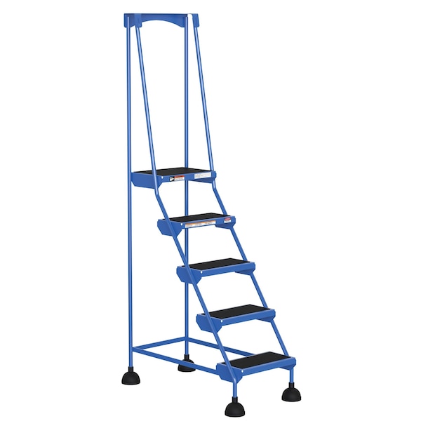 Vestil 82.4375 H Steel Commercial Spring Loaded Rolling Ladder, 5 Steps LAD-5-B - main