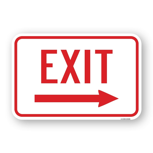 Signmission Enter- Exit Signs-Exit With Right Arrow Sign, Heavy-Gauge Aluminum, 18" H, 24" L, A-1824-25181 A-1824-25181 - main