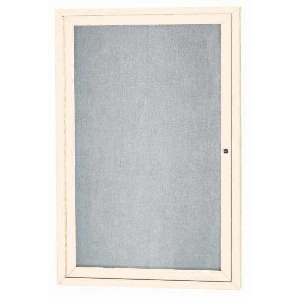 Aarco Outdoor Enclosed Bulletin Board w/ Al Frame, Standard Vinyl, Frame is Powder Coated Ivory, 24''Hx18''W ODCC2418RIV - main