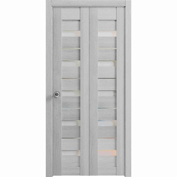 Sartodoors Sliding Closet Bi-fold Doors Grey Solid Core Modern Interior QUADRO4445BF-OAK-84 x 80 (2* 42x80) - main